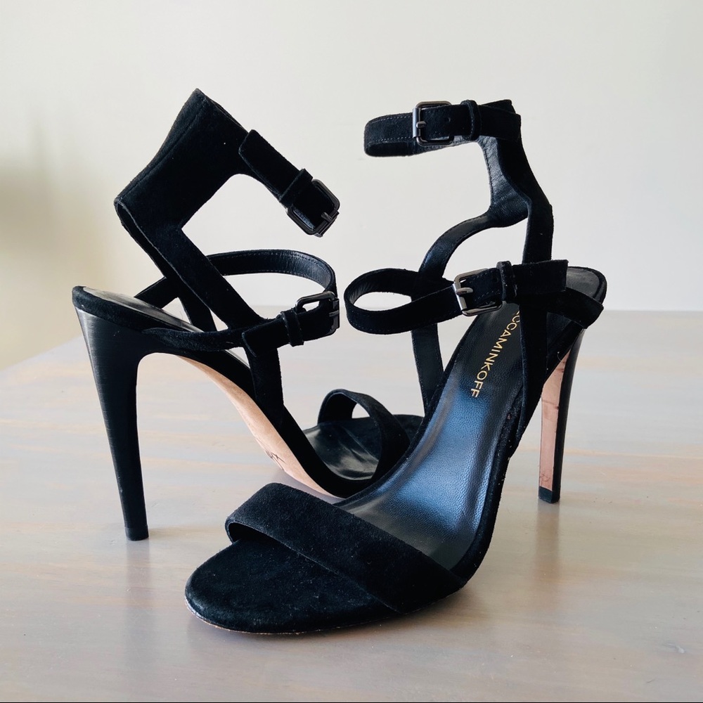 Rebecca Minkoff Black Rosalie Ankle Strap Heels 7